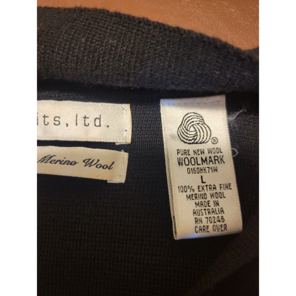 Pursuits Ltd. Brown Black 100% Merino Woolmark V-Neck Sweater Womens Large - Picture 3 of 9